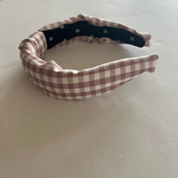 Lele Sadoughi Gingham Knotted Headband Lavender White MINT - Picture 5 of 9